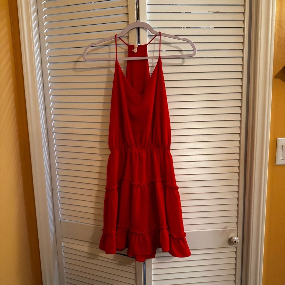 Elegant Red Halter Dress